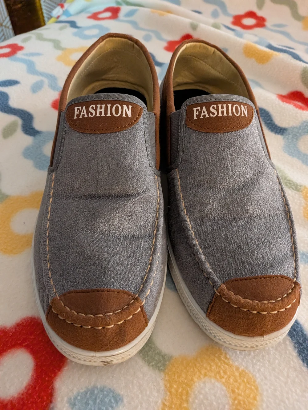 Men's Grey and Brown Slip-On Casual Shoes